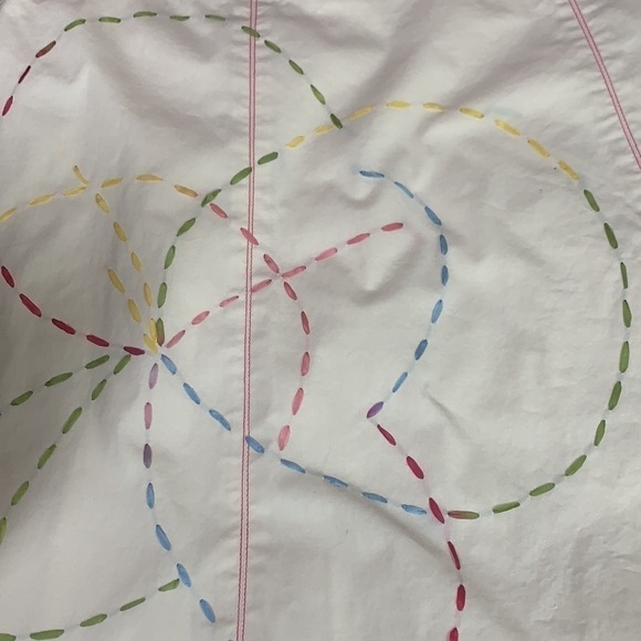 Tibi Embroidered A-Line Boho Midi Skirt - White/Pink/Green, Size 8, Cotton - Picture 6 of 7